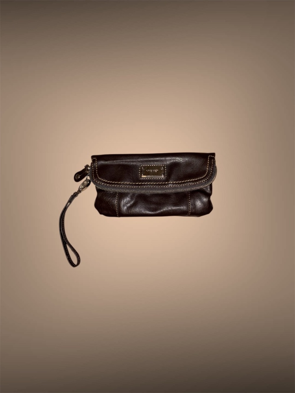 Women's Nine West Brown Faux Leather Fold Over Wallet/Wristlet